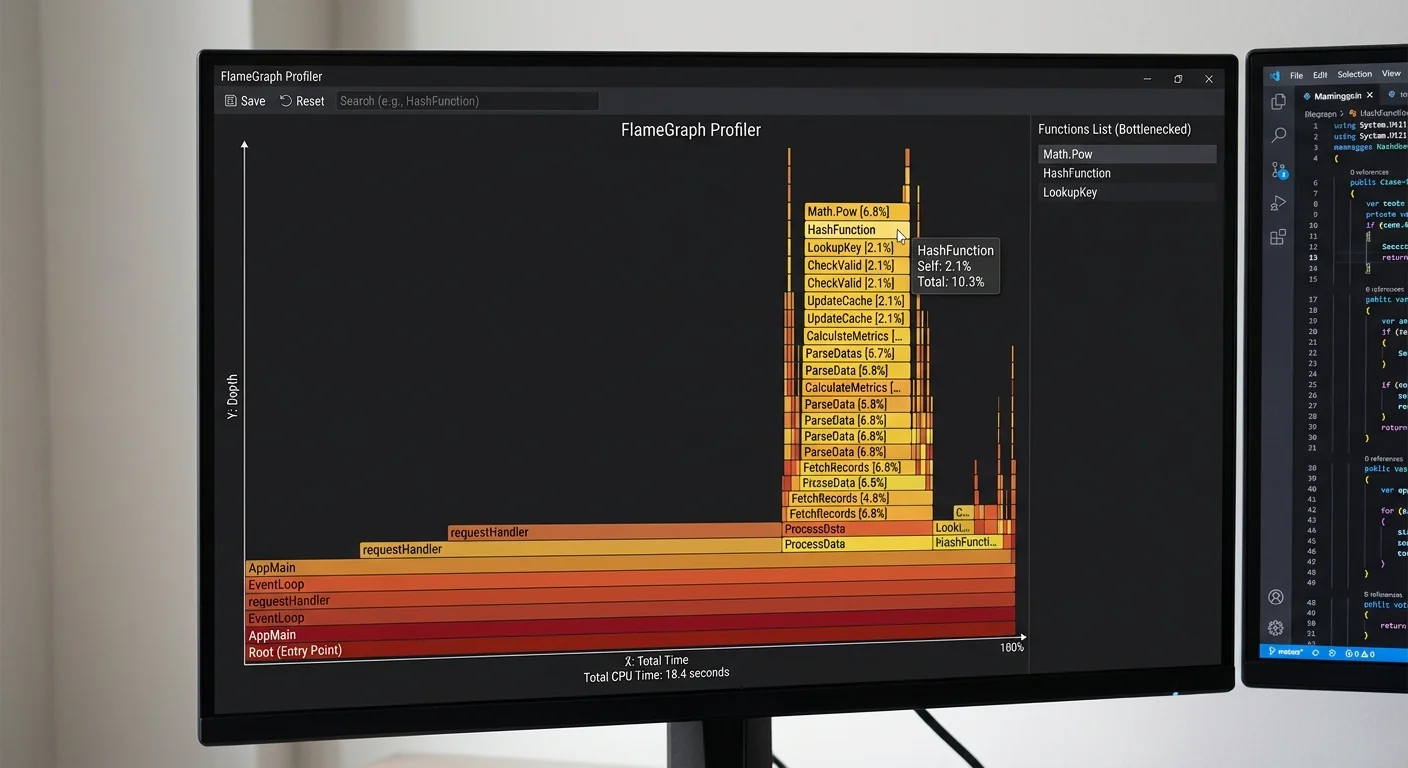 Flame graph showing clean function names highlighting a performance bottleneck